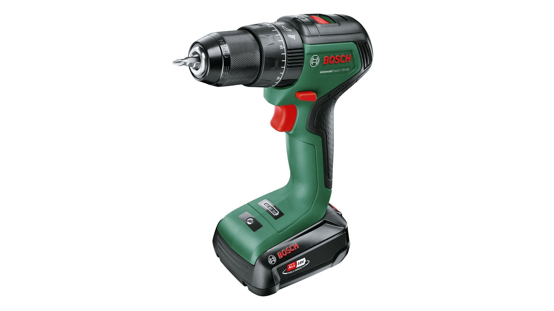 Taladro De Impacto Inalámbrico Bosch Universalimpact 18v-60 (Verde/Negro, Batería Li-Ion 2.0ah, Estuche, Power For All Alliance)