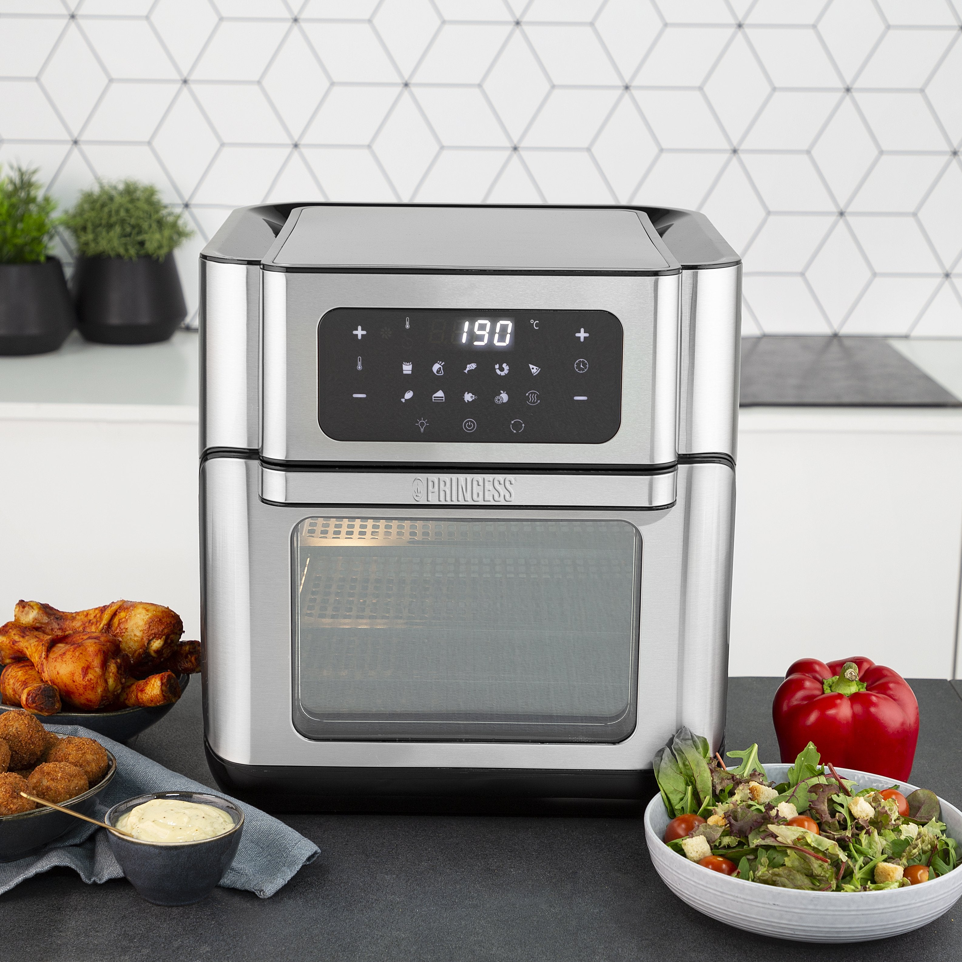 EAN 8713016091451 - Princess 182065 Sencillo 10 L Independiente 1500 W Freidora de aire caliente Plata imagen 53
