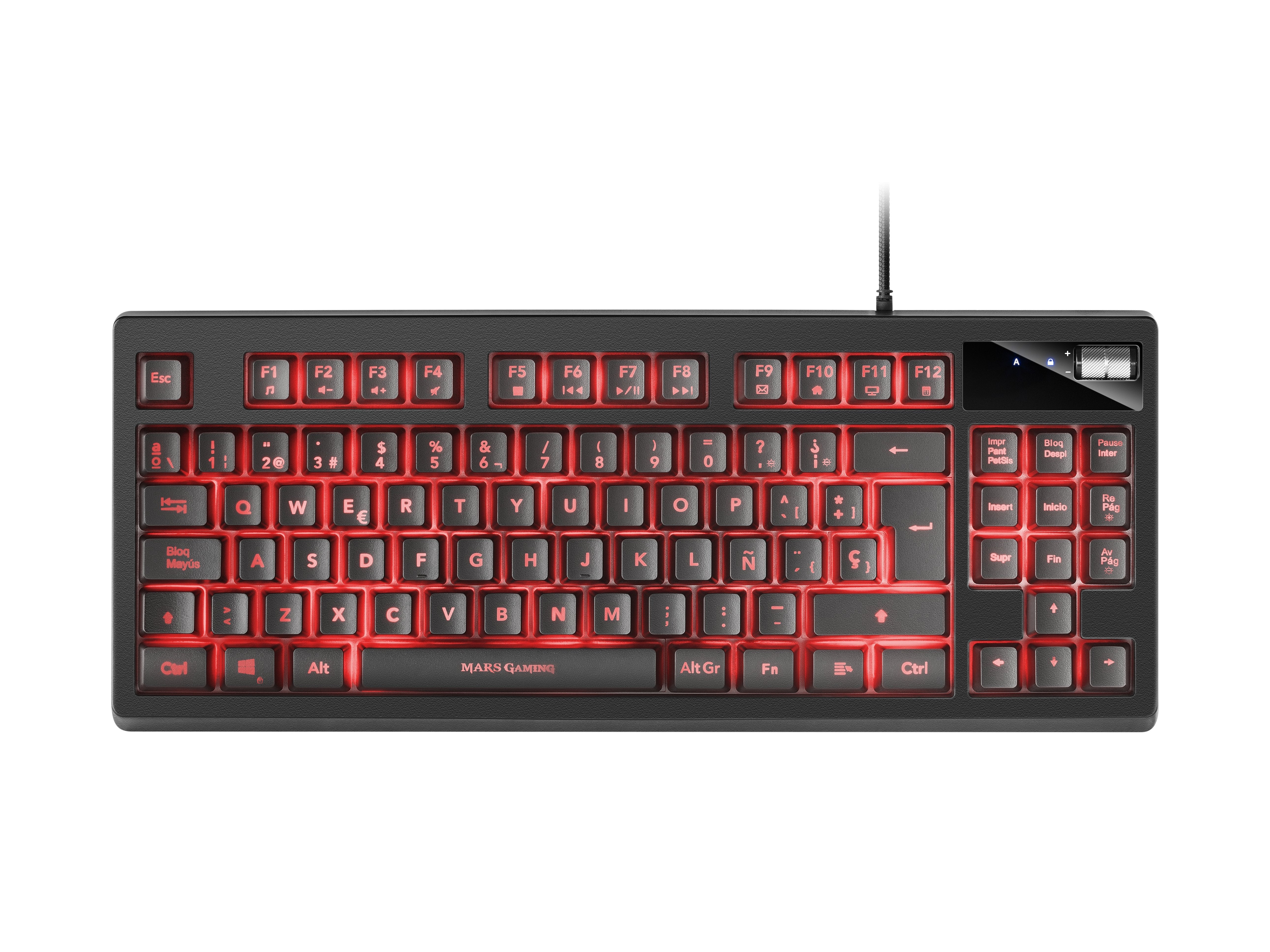 Teclado Español Mars Gaming Mkaxes Tkl H-Mech Iluminación Rgb 9 Efectos Reposamuñecas Gel Negro