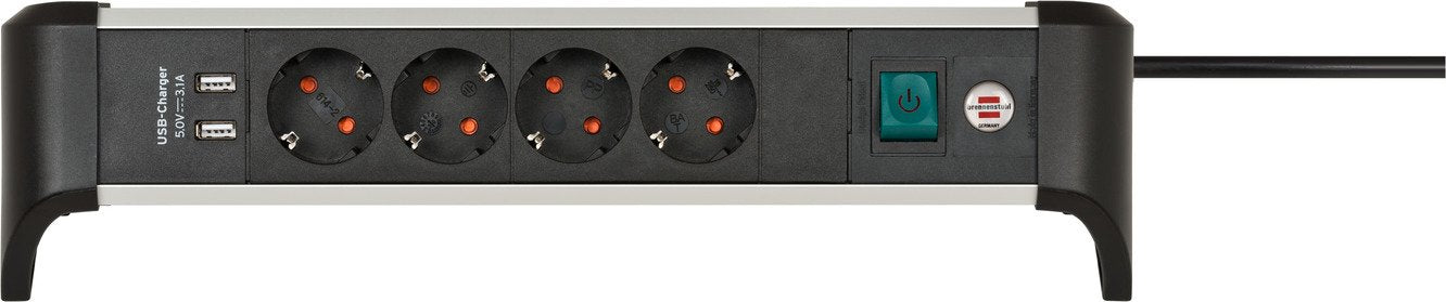 EAN 4007123677559 - Brennenstuhl 1391040410 base múltiple 1,8 m 4 salidas AC Interior Negro, Plata imagen 1