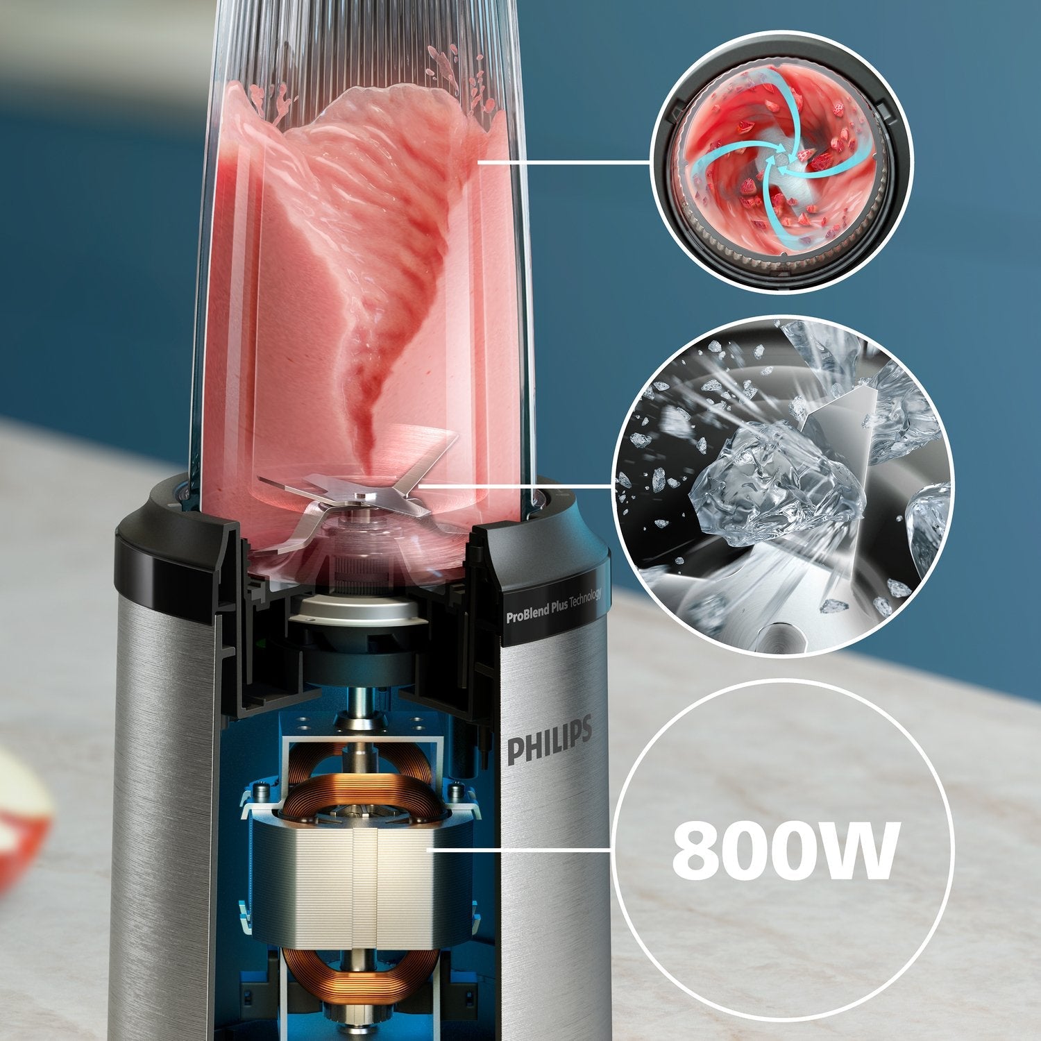 Licuadora Philips Hr2764 00, 800 W, Vaso Tritan De 700 Ml, Cuchilla Problend Plus De 6 Estrellas, Metal Y Negro