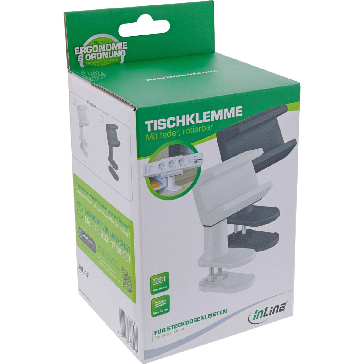 Abrazadera De Mesa Inline Para Regleta De Enchufes, Giratoria, Abrazadera De Resorte, Negra