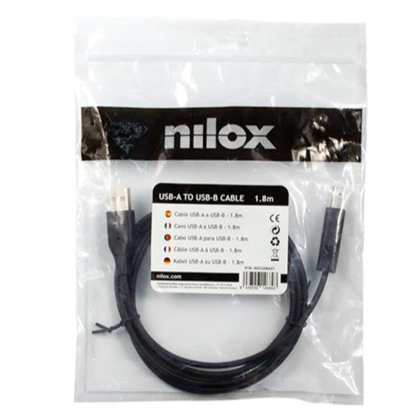 Nilox Cable Usb 2.0 , Tipo Usb/M-B/M, Negro, 1.8 M