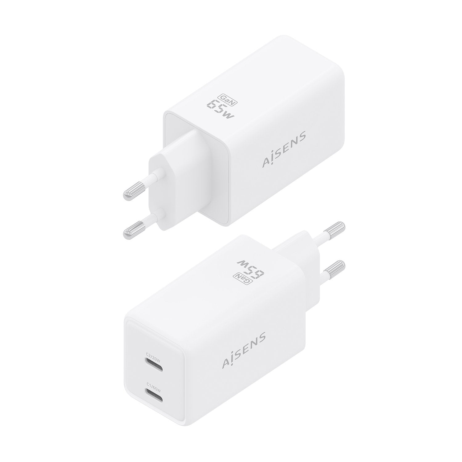 Aisens Cargador Gan 65w, 2xusb-C Pd3.0 Qc4.0, Blanco