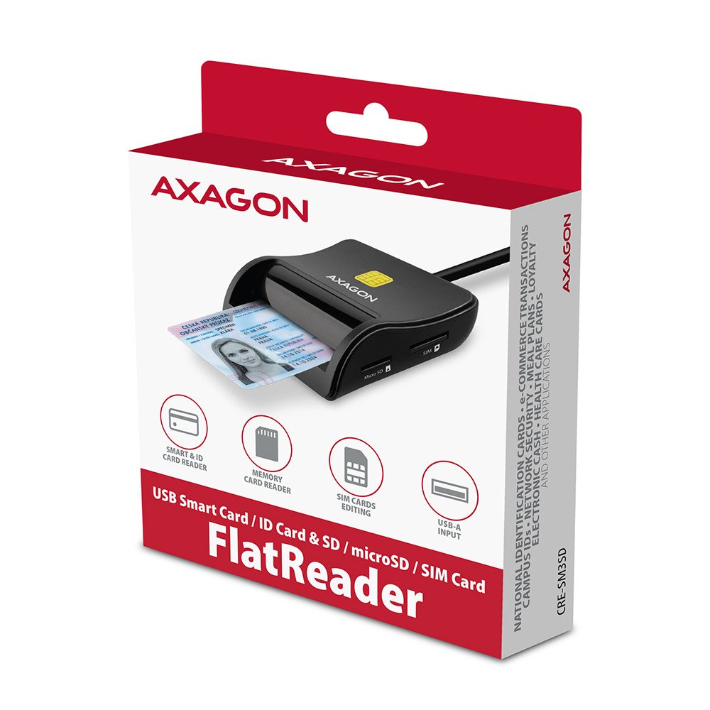 EAN 8595247906922 - Axagon CRE-SM3SD USB Smart card & SD/microSD/SIM Flat lector de tarjeta inteligente Interior USB 2.0 Negr imagen 8