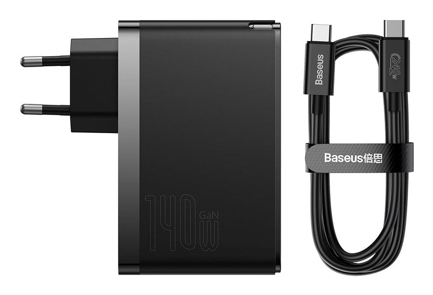 Cargador Baseus Gan5 Pro 2xusb-C + Usb, 140w (Czarna)