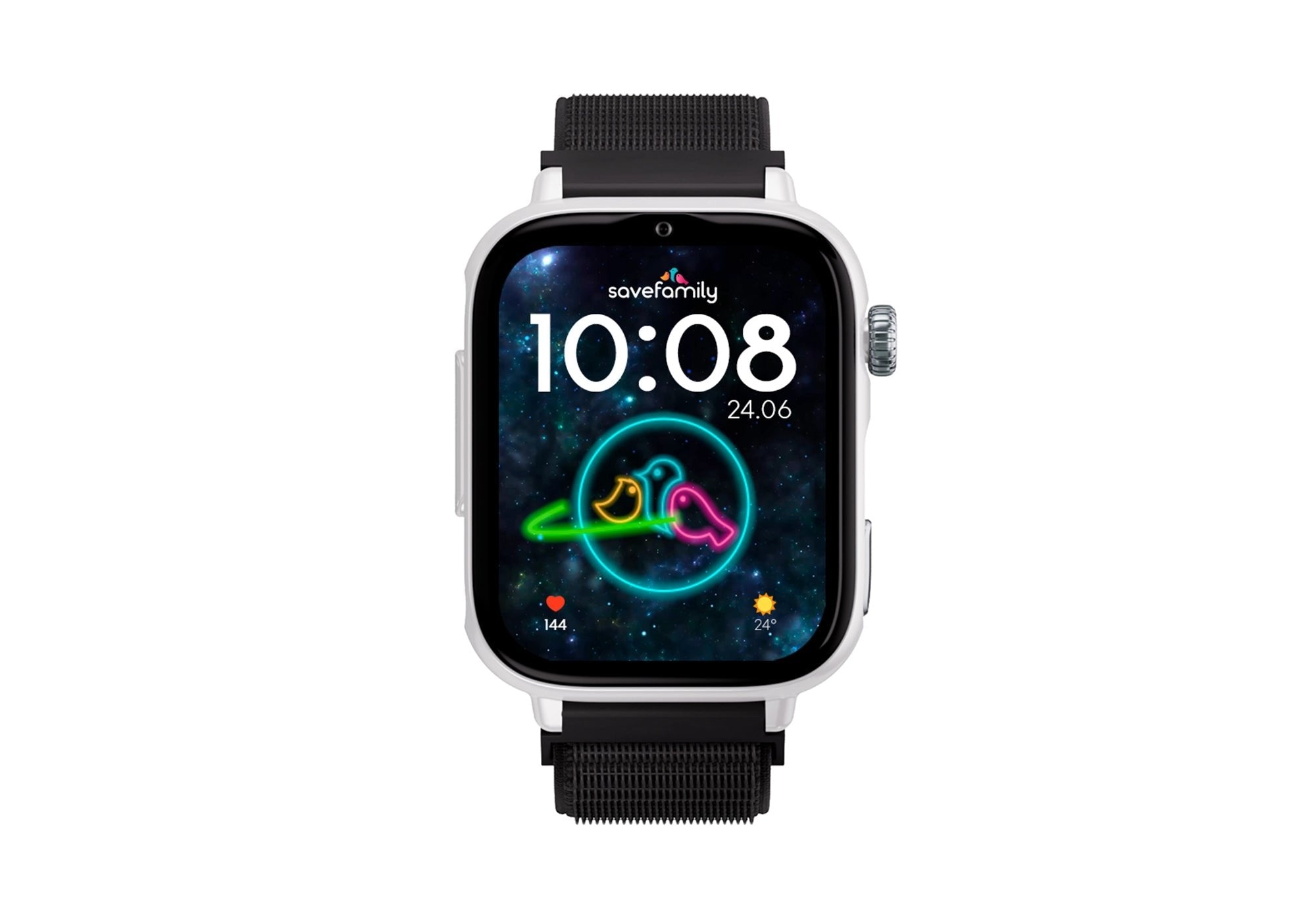 Savefamily Reloj Inteligente Infantil Savewatch Plus 2 - Pantalla Amoled - Carcasa Blanca - Correa Tela Negra
