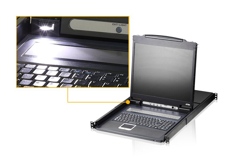 Aten Desktop Kvm 16-Port 19" Lcd Kvm Switch (Usb - Ps/2 Vga) Cl1316 - 16 X Sphd-17, 1 X Rj-11, Ac Ps/2, Usb, Lcd 1280×1024 @ 75 Hz, Ddc2b, 12.58 Kg