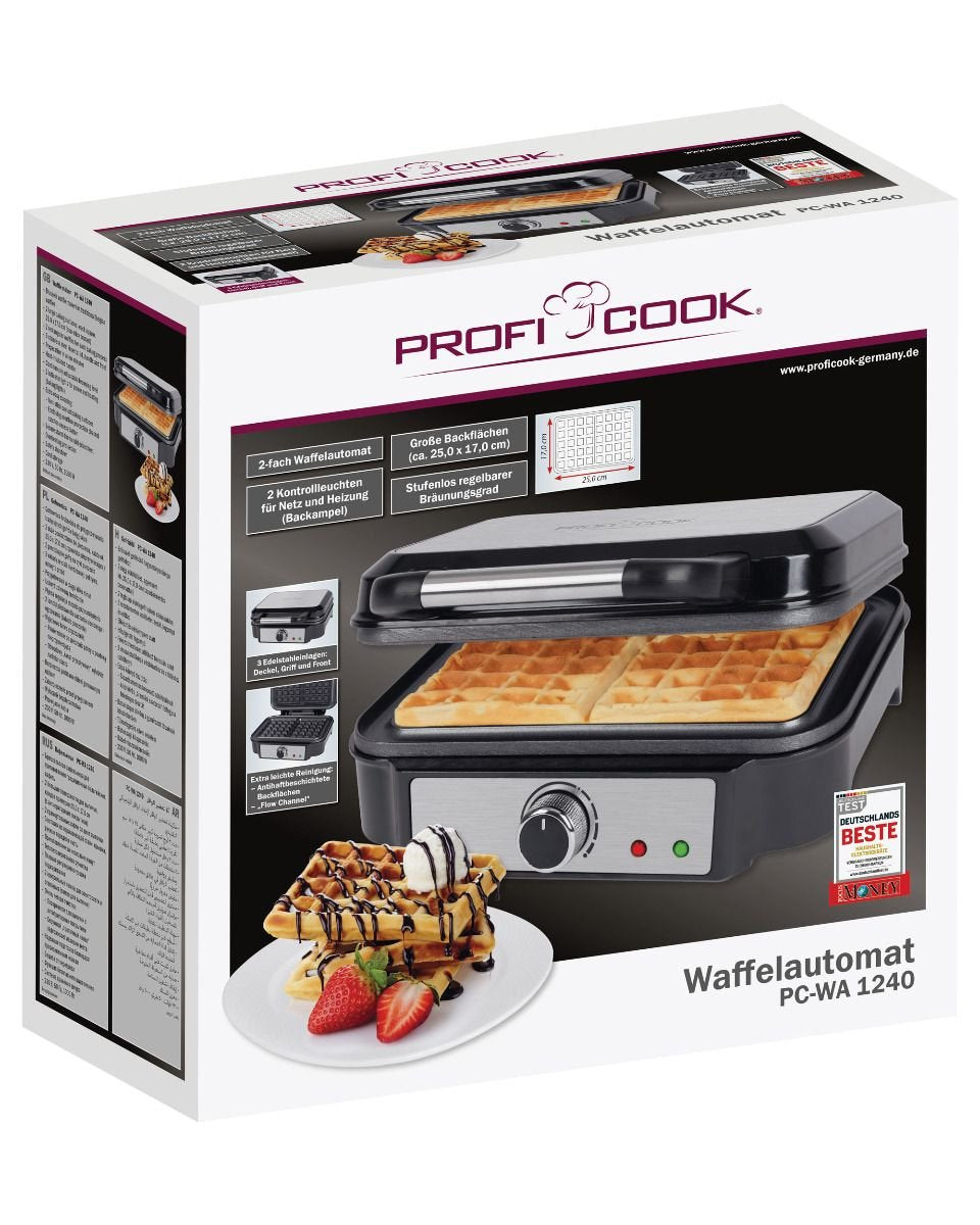 EAN 4006160124002 - ProfiCook PC-WA 1240 2 barquillo(s) 1000 W Negro, Acero inoxidable imagen 2
