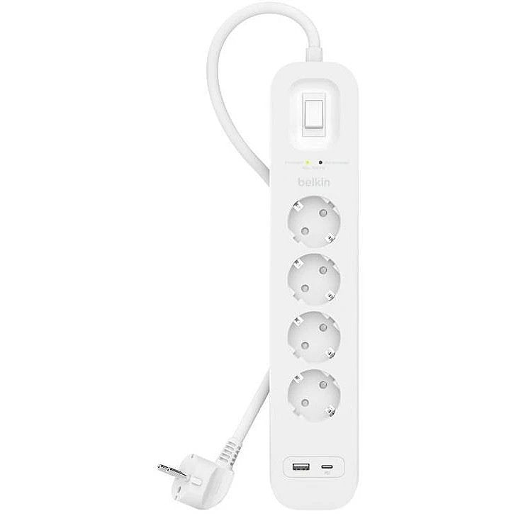 Regleta Belkin Surge Socket 4 Tomas, Usb-A+C, 525j.Srb001vf2m