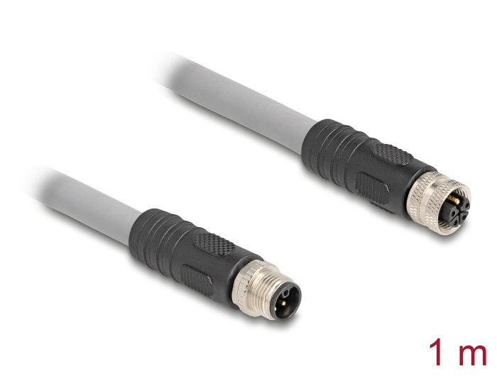 Delock M12 Cable L-Kodiert 5 Pin Stecker Zu Buchse Pur Schleppkettentauglich 1 M Grau