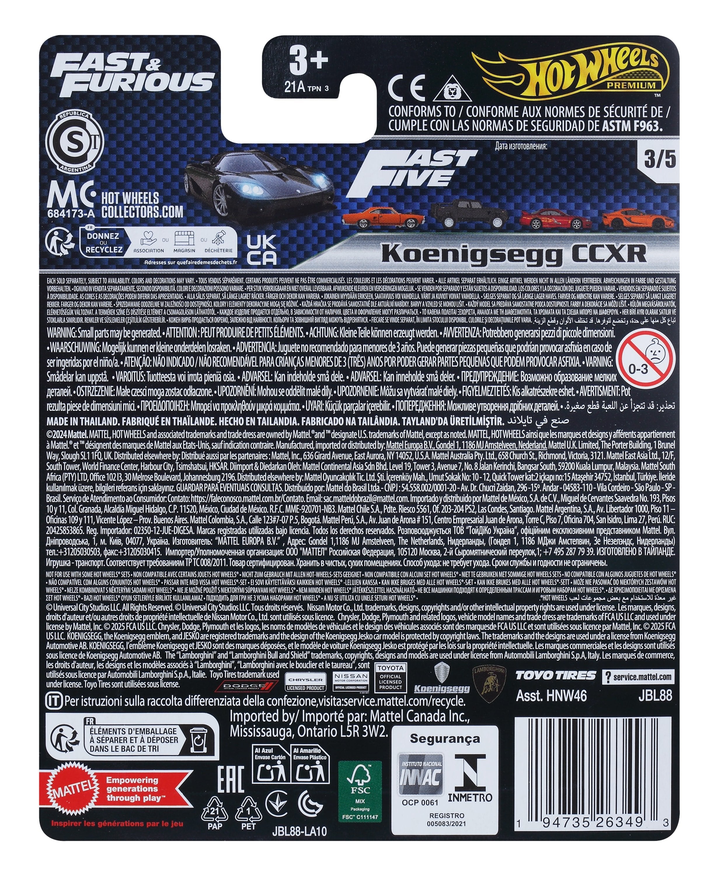 EAN 194735263493 - Hot Wheels Fast & Furious Koenigsegg CCX imagen 6