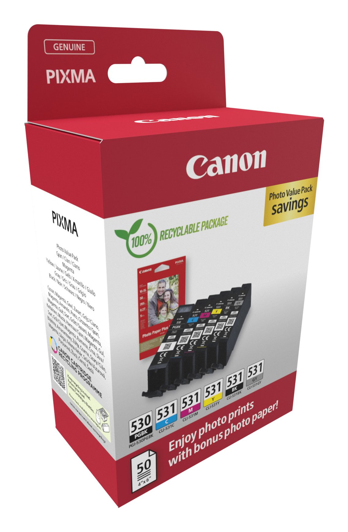 Tinta Canon 6117c004 / Pgi-530/Cli-531 Multipack Bk,C,M,Y,Gy
