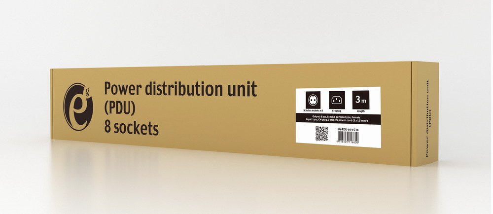 EAN 8716309116800 - Gembird EG-PDU-014-C14 unidad de distribución de energía (PDU) 8 salidas AC 1U Negro imagen 2