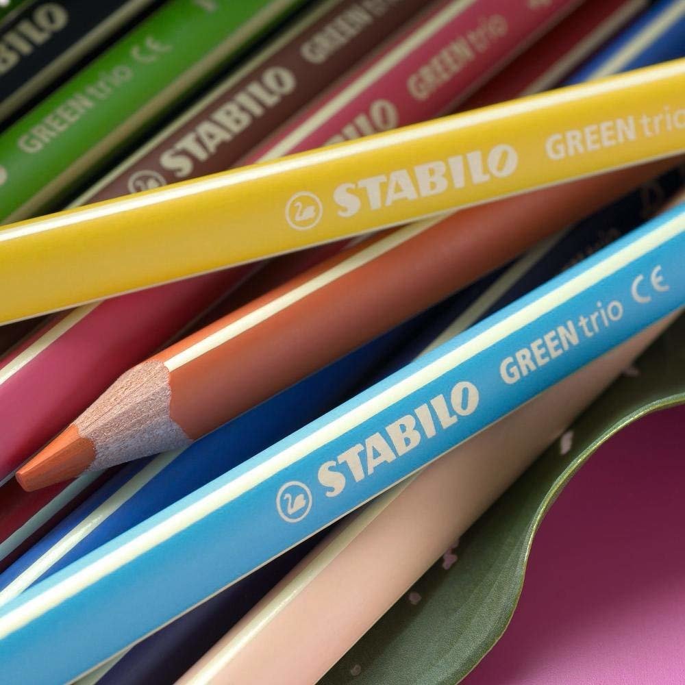 Stabilo Greentrio Pack Con 12 Lapices De Colores - Mina De 2.5mm - Ideal Para El Colegio - Colores Surtidos