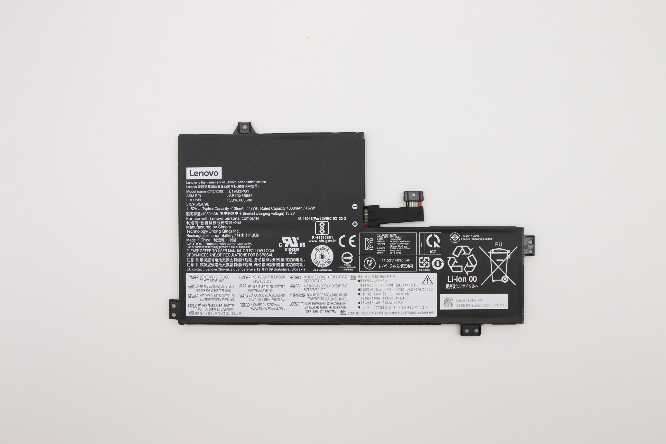 Sp/A L19m3pg1 11.52v47wh3cell - 5b10x65680, Battery, Lenovo - Warranty: 6m