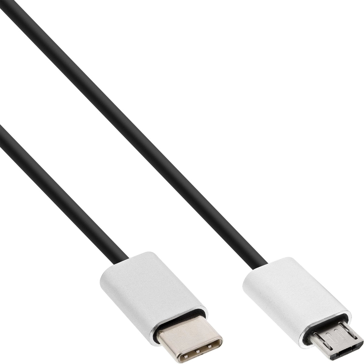 Cable Usb 2.0 Inline, Conector Tipo C A Conector Micro-B, Negro/Aluminio, Flexible, 1,5 M