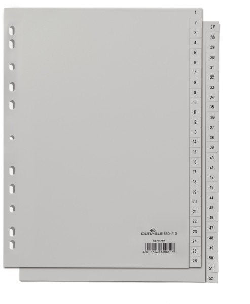 Regimro De Números Duradero A4 Pemañas Probadas 1-52 Pp Cubierta Completa. Gris