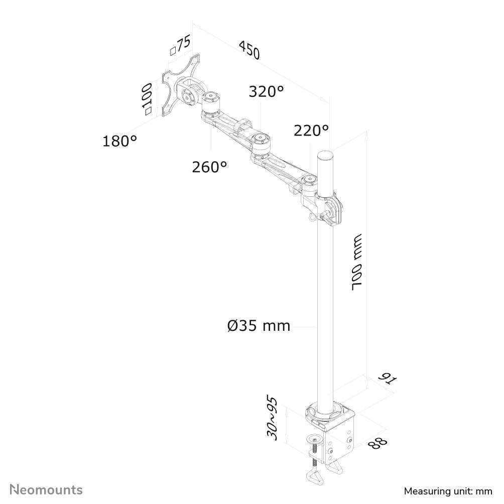 EAN 8717371444495 - Neomounts FPMA-D935POLE70 soporte para monitor 76,2 cm (30") Escritorio Plata imagen 3