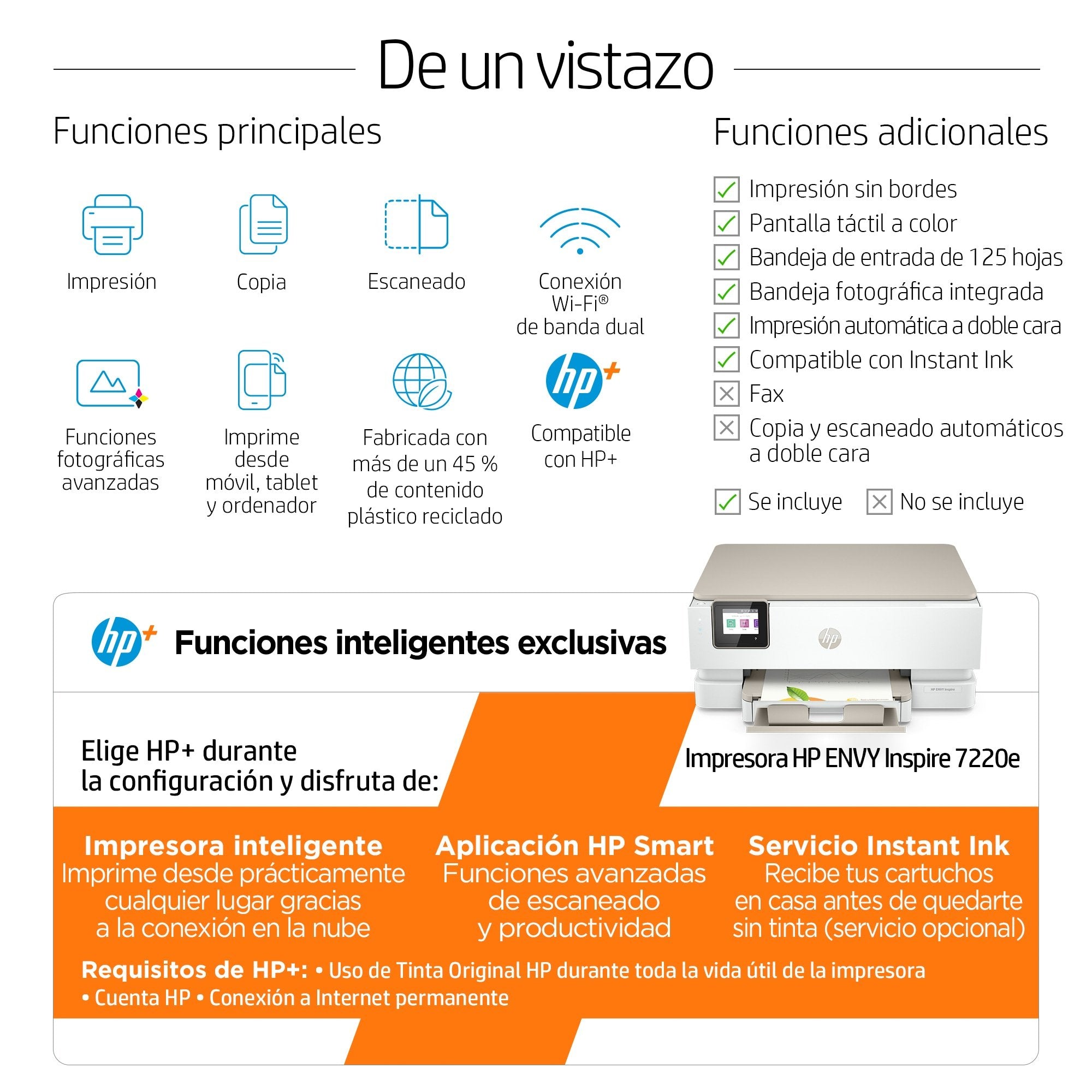 EAN 0195697742316 - HP ENVY Inspire 7220e All-in-One Printer Inyección de tinta térmica A4 4800 x 1200 DPI 15 ppm Wifi imagen 6