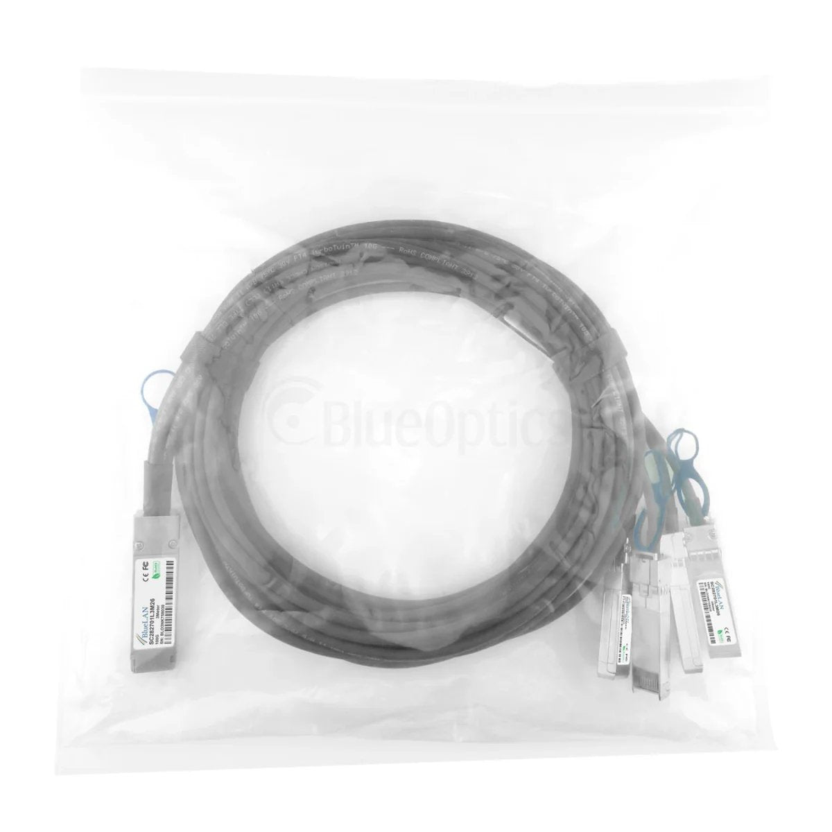Blueoptics Qnap Cab-Dac2m-Q28b4 Bluelan Pasivo 100gbase-Cr4 Qsfp28 A 4x25gbase-Cr Sfp28 Direct Attach Breakout Cable, 2m,