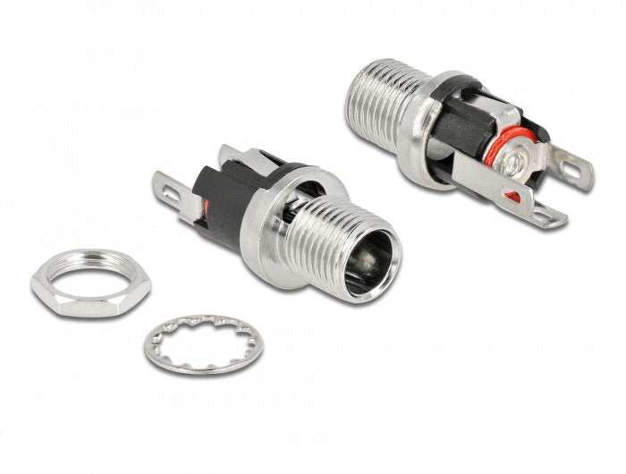 Conector Delock Dc 5,5 X 2,1 X 12,0 Mm Hembra Para Instalación, Versión De Enchufe Para Soldar 90056