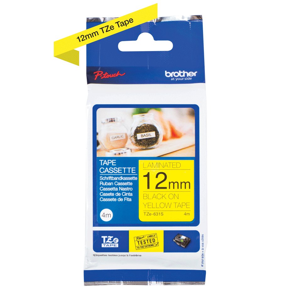 EAN 4977766736640 - Brother TZE631S cinta para impresora de etiquetas Negro sobre amarillo TZe imagen 1