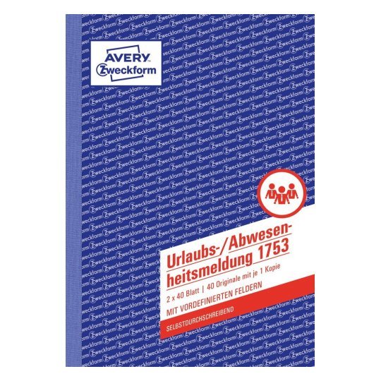 Avery Zweckform Urlaubs-/Abwesenheitsberichtsformular - 40 Hoja - A5 (148 X 210 Mm)