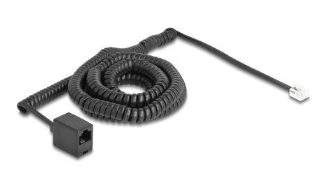 Delock Telefoncable Spiralcable Rj11 Stecker Zu Rj45 Buchse Schwarz 10 M