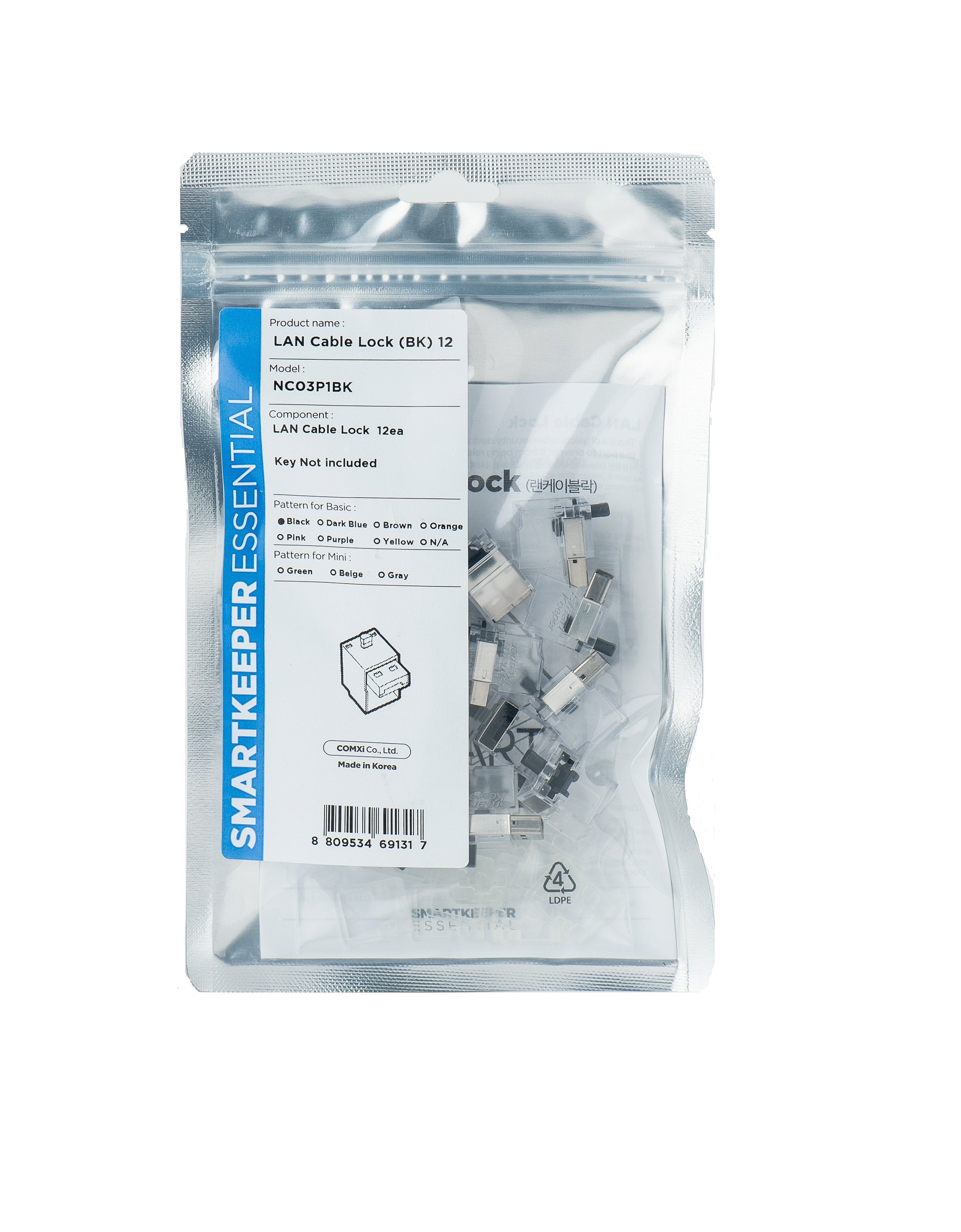 Candado Smartkeeper Basic "Cable Lan" Negro 12 Piezas.