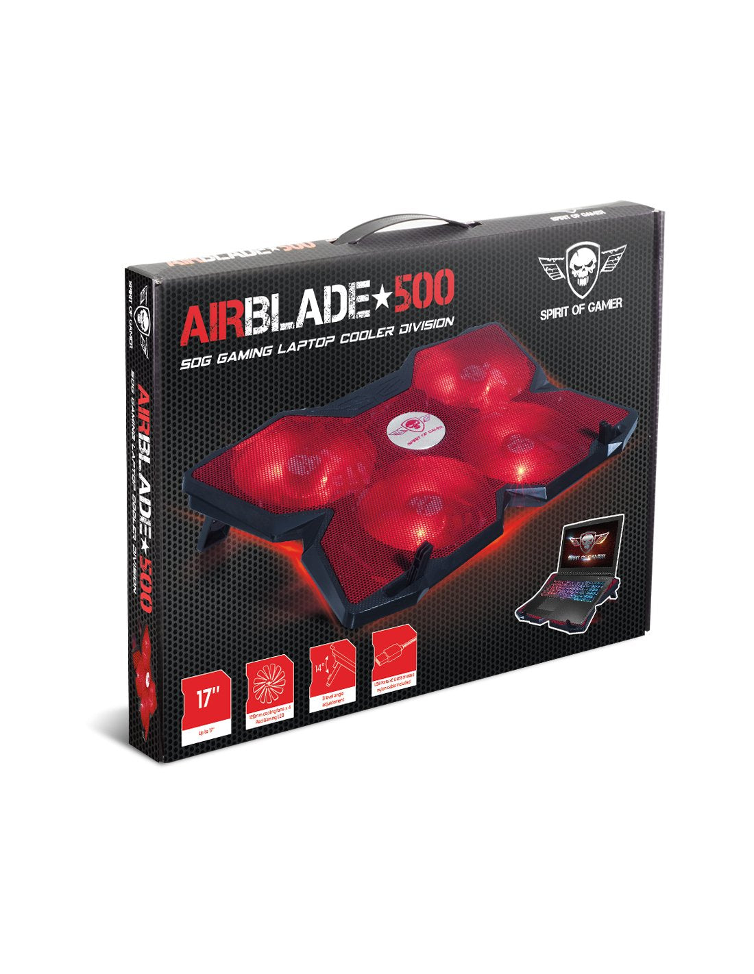 EAN 3700104436305 - Spirit of Gamer AIRBLADE 500 almohadilla fría 40,6 cm (16") 1200 RPM Negro imagen 6