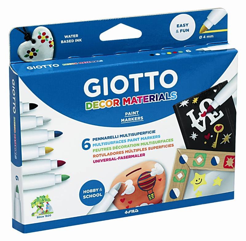 Giotto Rotuladores Para Decoración Decor Materiales Cualquier Superficie Colores Estuche De 6u