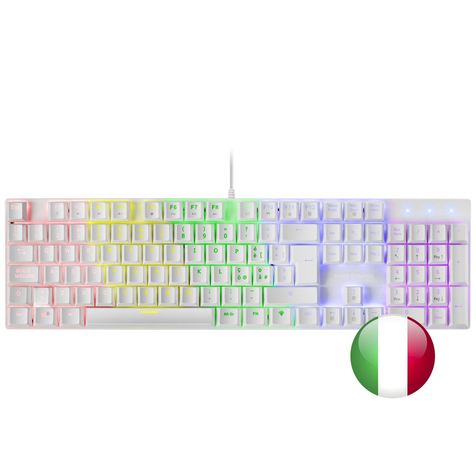 Mars Gaming Mk422 Teclado Gaming Mecanico - Iluminacion Rgb 12 Modos - Teclas Imborrables - Switches Antipolvo -