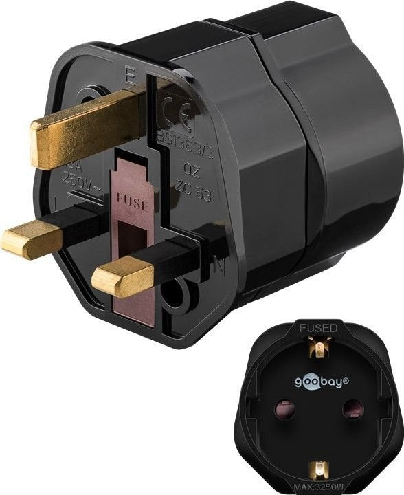 Adaptador De Viaje De Europa A Reino Unido, Negro
Para Conectar Dispositivos De Europa (Tipo F) A Enchufes Del Reino Unido