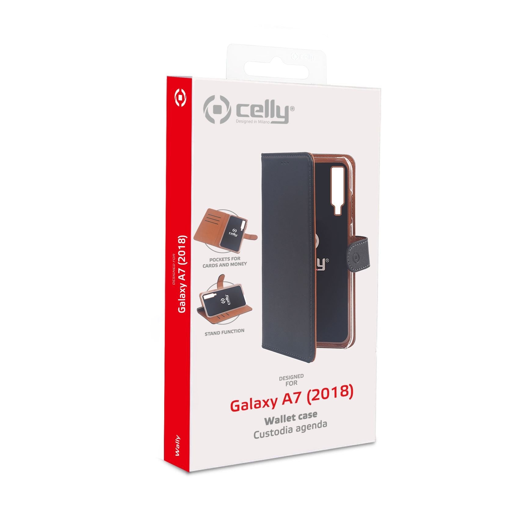 Case Celly Samsung A7 2018 Wallet Case Black Wally795