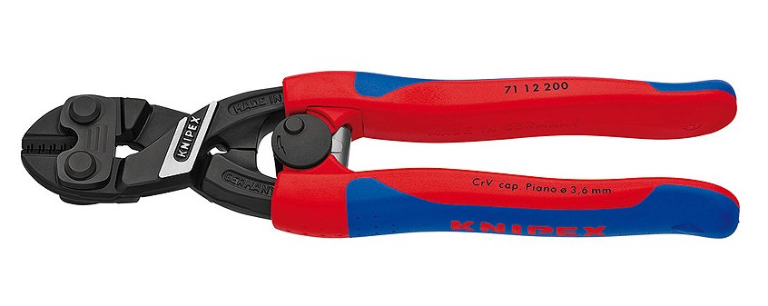 Cortaalambres Knipex Cobolt Compacto De Cabeza Atramanteda, Alicates De Corte Cortaalambres Compacto De Cabeza Atramanteda, Acero Cromo Vanadio, De Plástico, Azul/Rojo, 20 Cm, 375 G