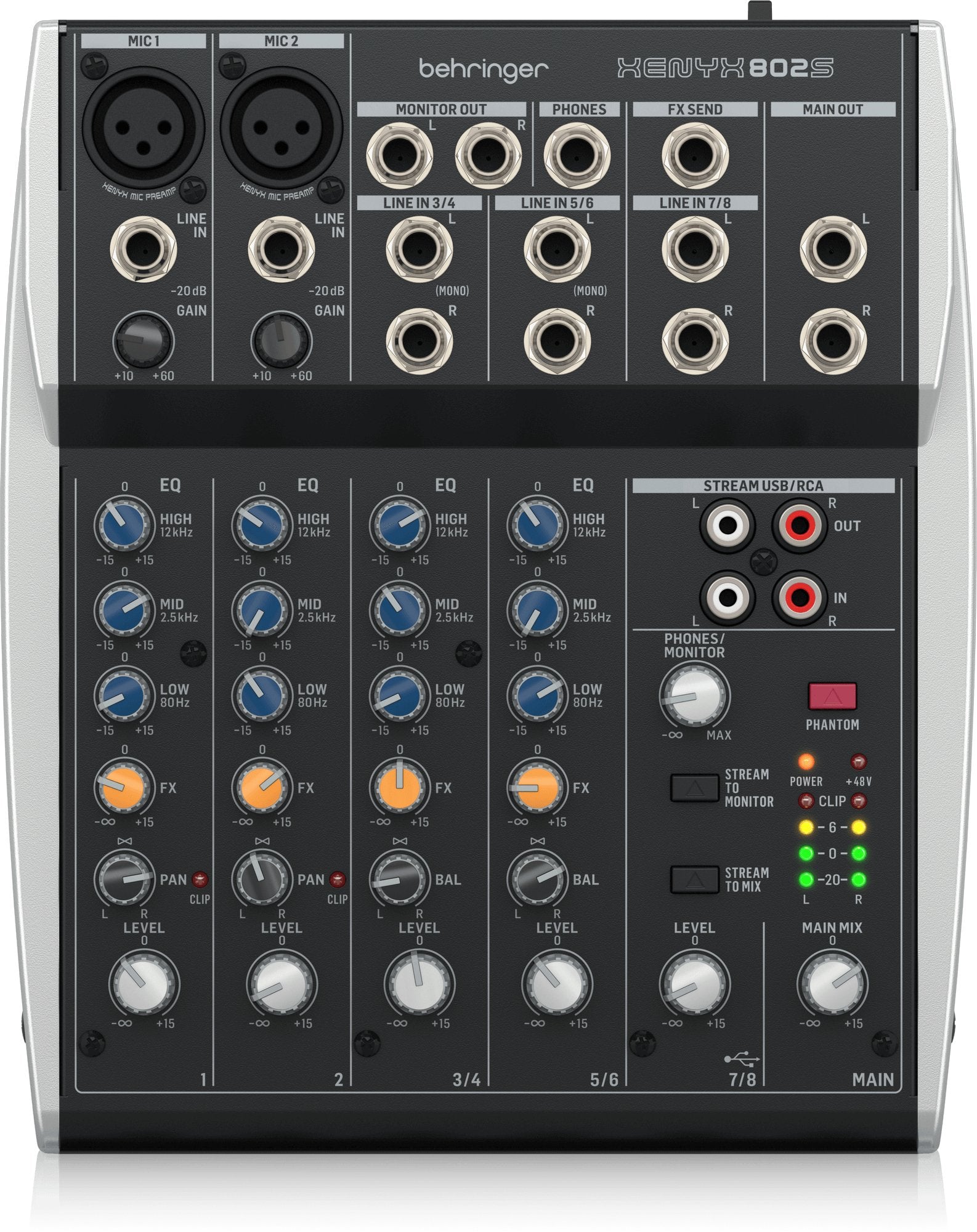 Behringer 802s - 8-Mezclador Interfaz Usb Para Podcasts, Streaming Y Grabaciones Domésticas