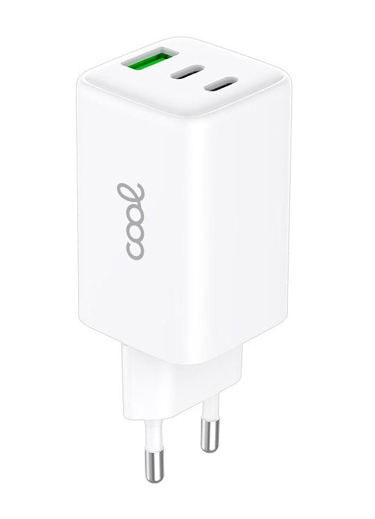 Cool Cargador Red Universal Ultra Fast Pd Port X3 (2x Tipo-C + 1x Usb) (65w) Gan Blanco