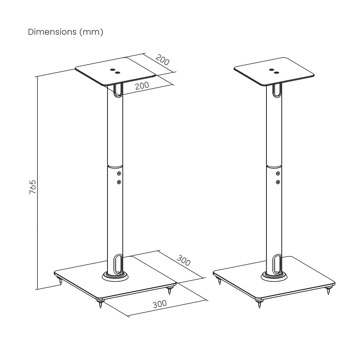 Aisens Soporte Universal De Suelo Para Altavoces, Negro