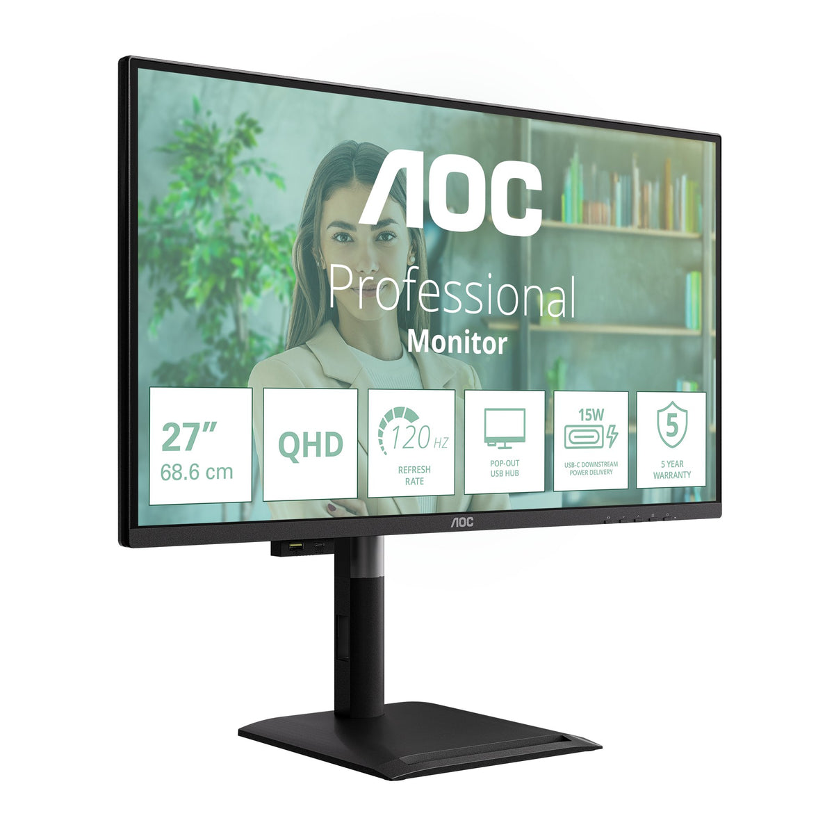 EAN 4038986182881 - AOC Q27P4U pantalla para PC 68,6 cm (27") 2560 x 1440 Pixeles Wide Quad HD Negro imagen 3