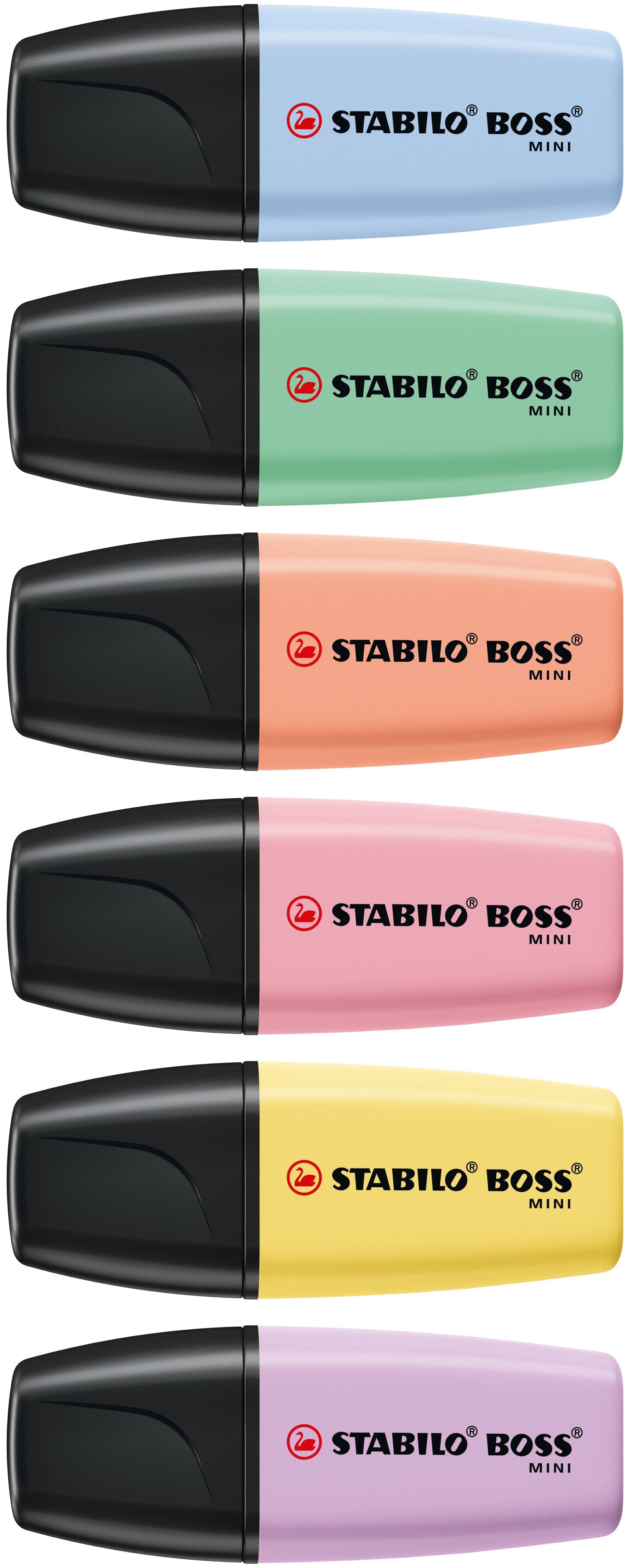 Stabilo Boss Mini Pastel Pack De 6 Marcadores Fluorescentes - Trazo Entre 2 Y 5mm - Tinta Con Base De Agua - Antisecado