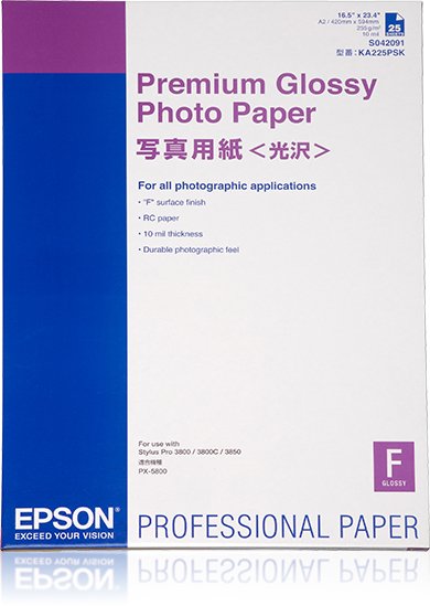 Original Epson Papel Inkjet Fotografico Glossy Premium A2 250gr 25 Hojas S-Pro/4000/4400/4450/4800/4880/7400/7450/9450/7800/7880/9000/10000/7500/7600