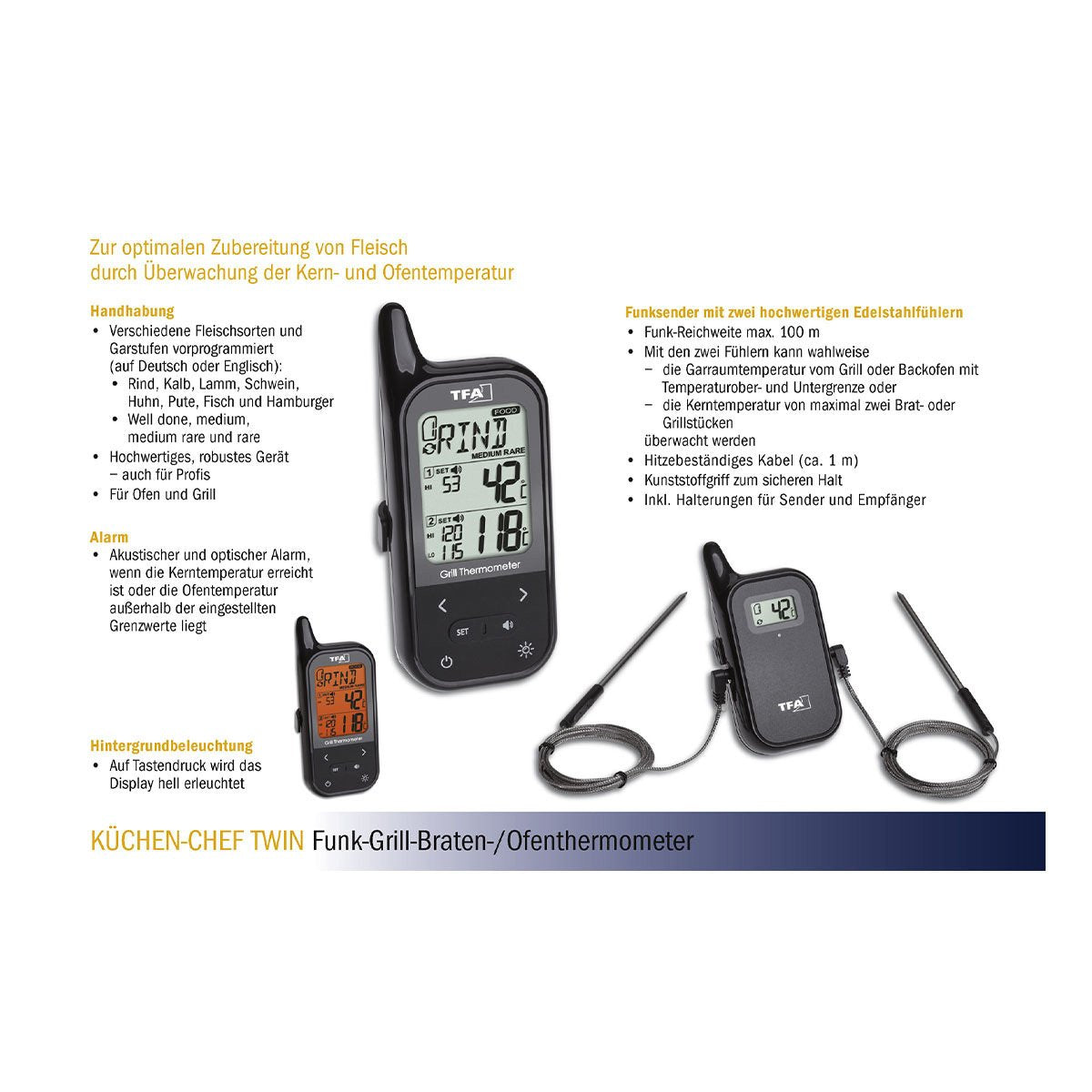 Tfa Termómetro Inalámbrico Para Horno Küchen-Chef Twin 14.1511.01