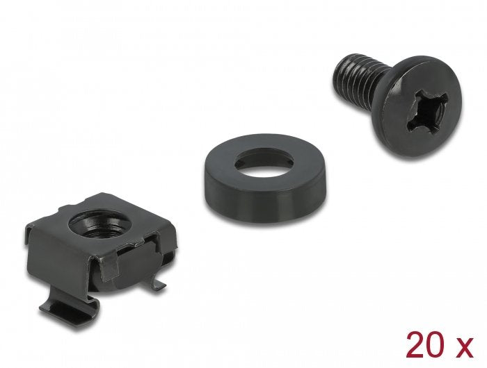 Conjunto De Fijación De Delock Para Gabinete De Red, 20 Piezas, Tornillo Negro, 60 Partes 66548