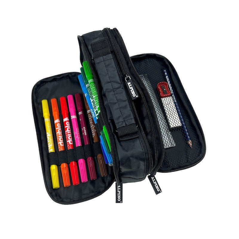 Alpino Plumier Mini Black 3 Compartimentos Material Incluído