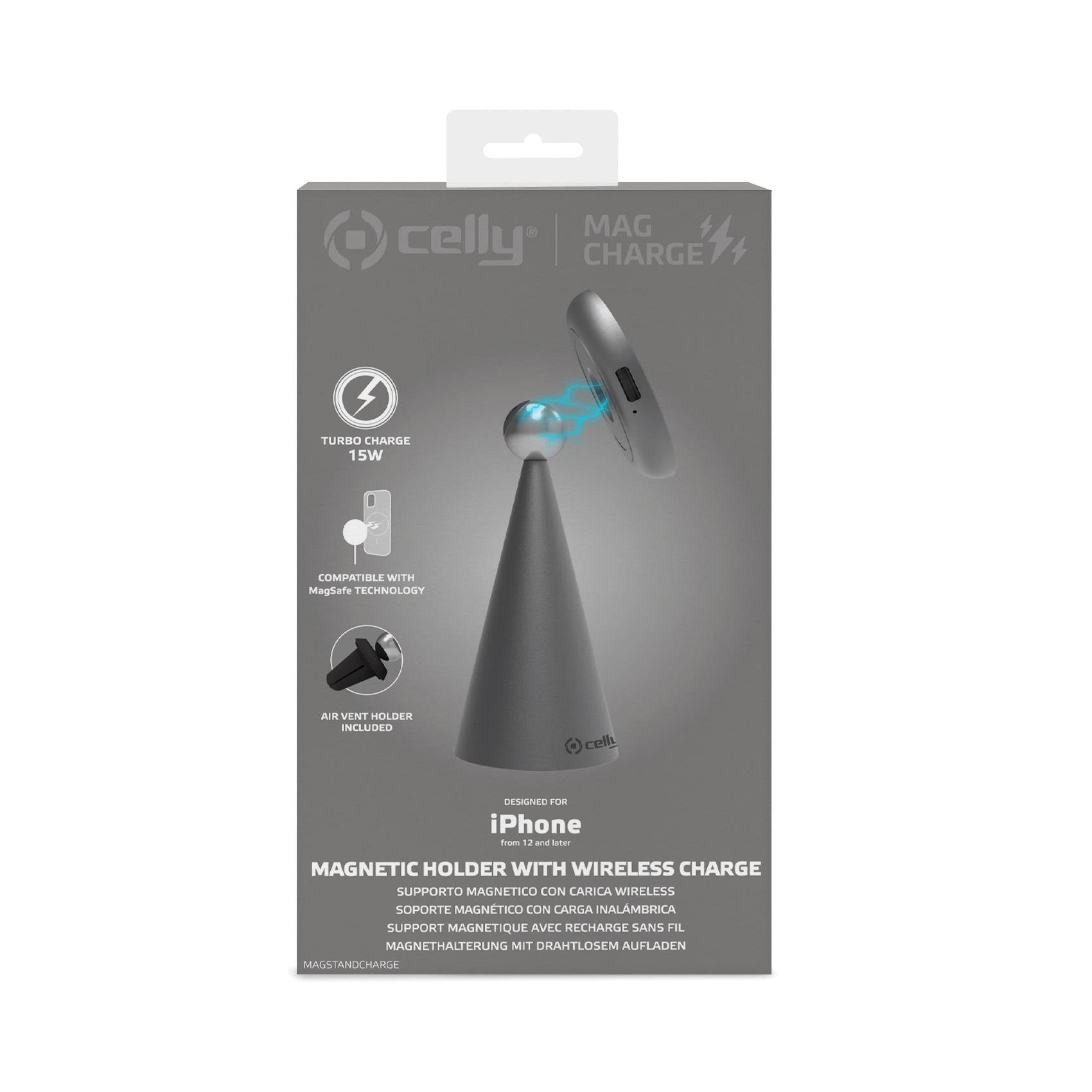 EAN 8021735198765 - Celly MAGSTANDCHARGE cargador de dispositivo móvil Smartphone Plata USB Cargador inalámbrico Interior imagen 5