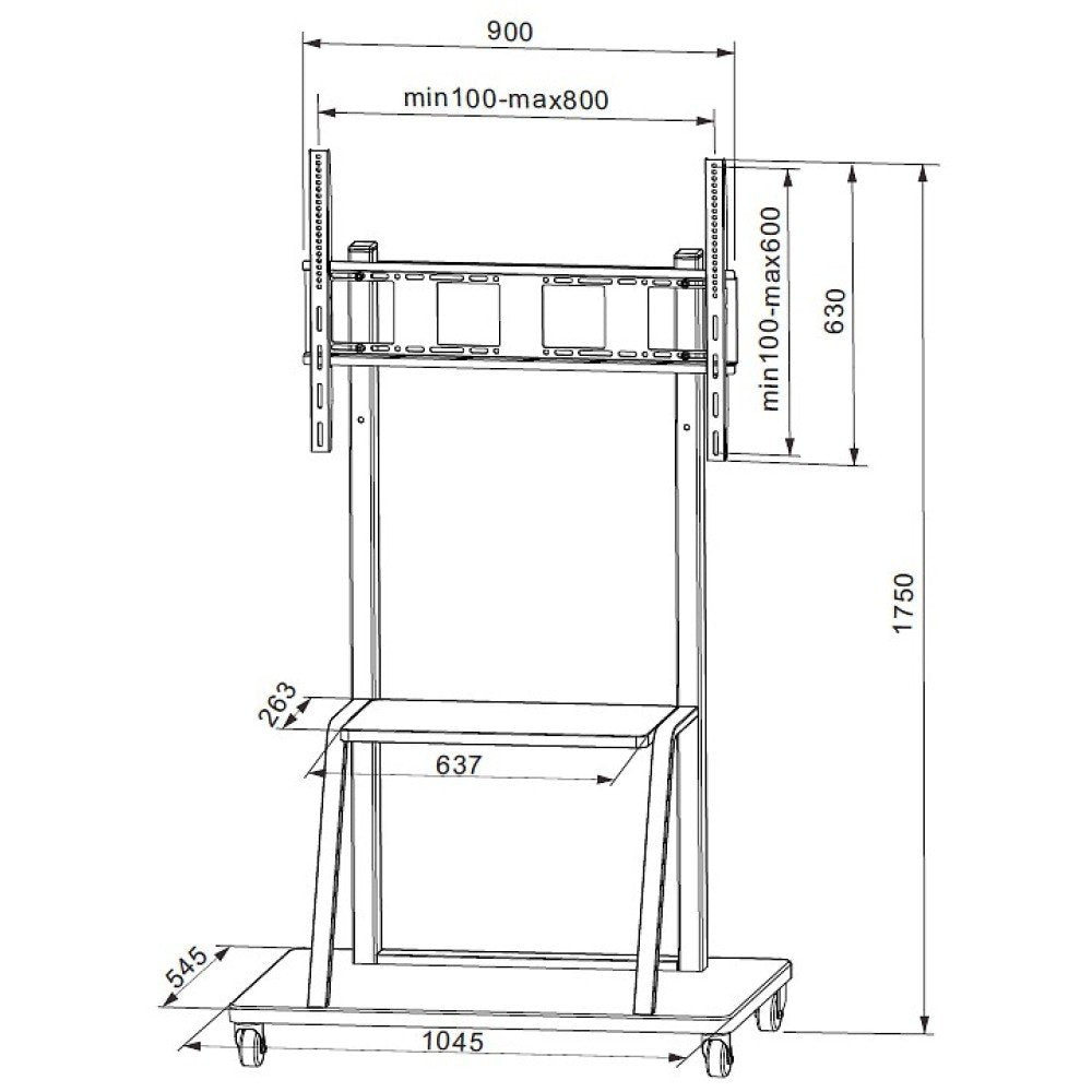 Techly Ica-Tr30 Soporte De Pie Para Pantalla Plana 2,54 M (100") Soporte De Suelo Con Ruedas Para Pantalla Plana Negro