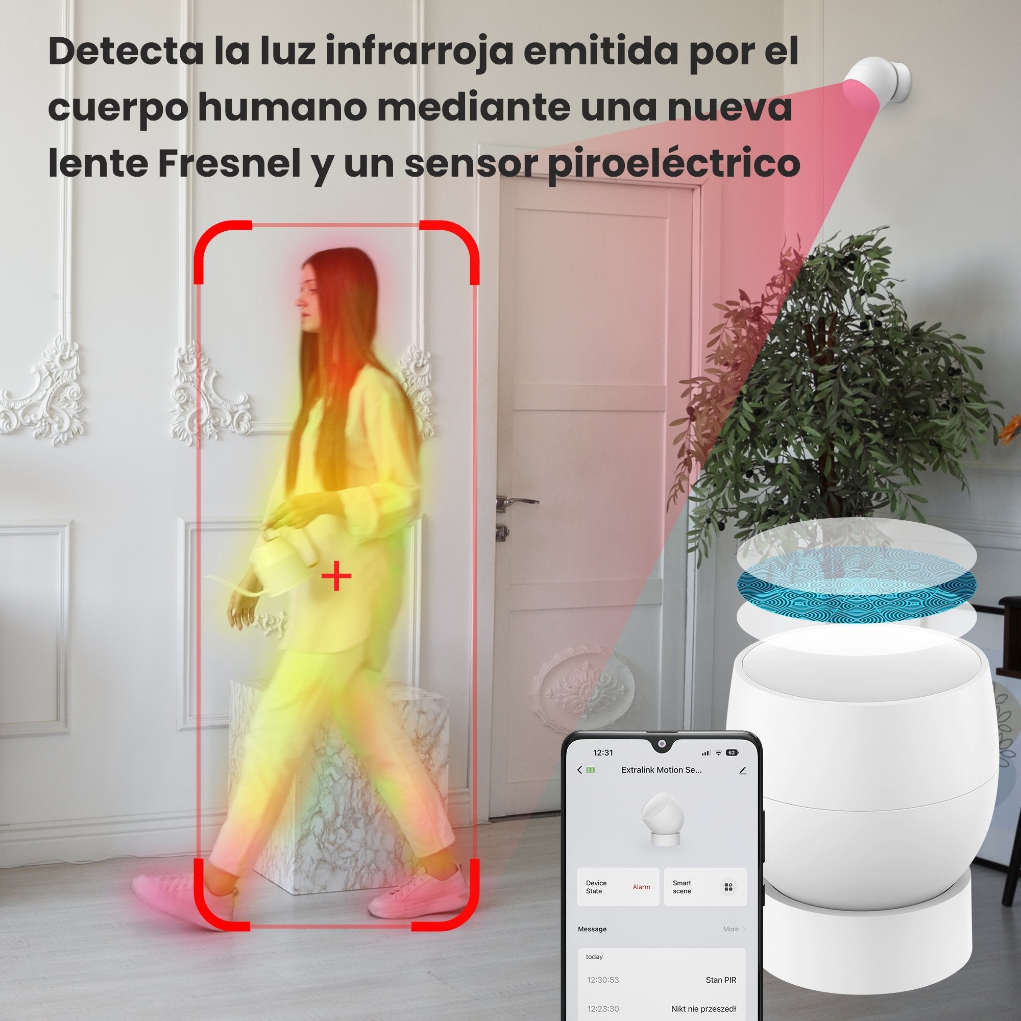 Extralink Ex.34859 Detector De Movimiento Sensor Infrarrojo Pasivo (Pir) Inalámbrico Independiente
