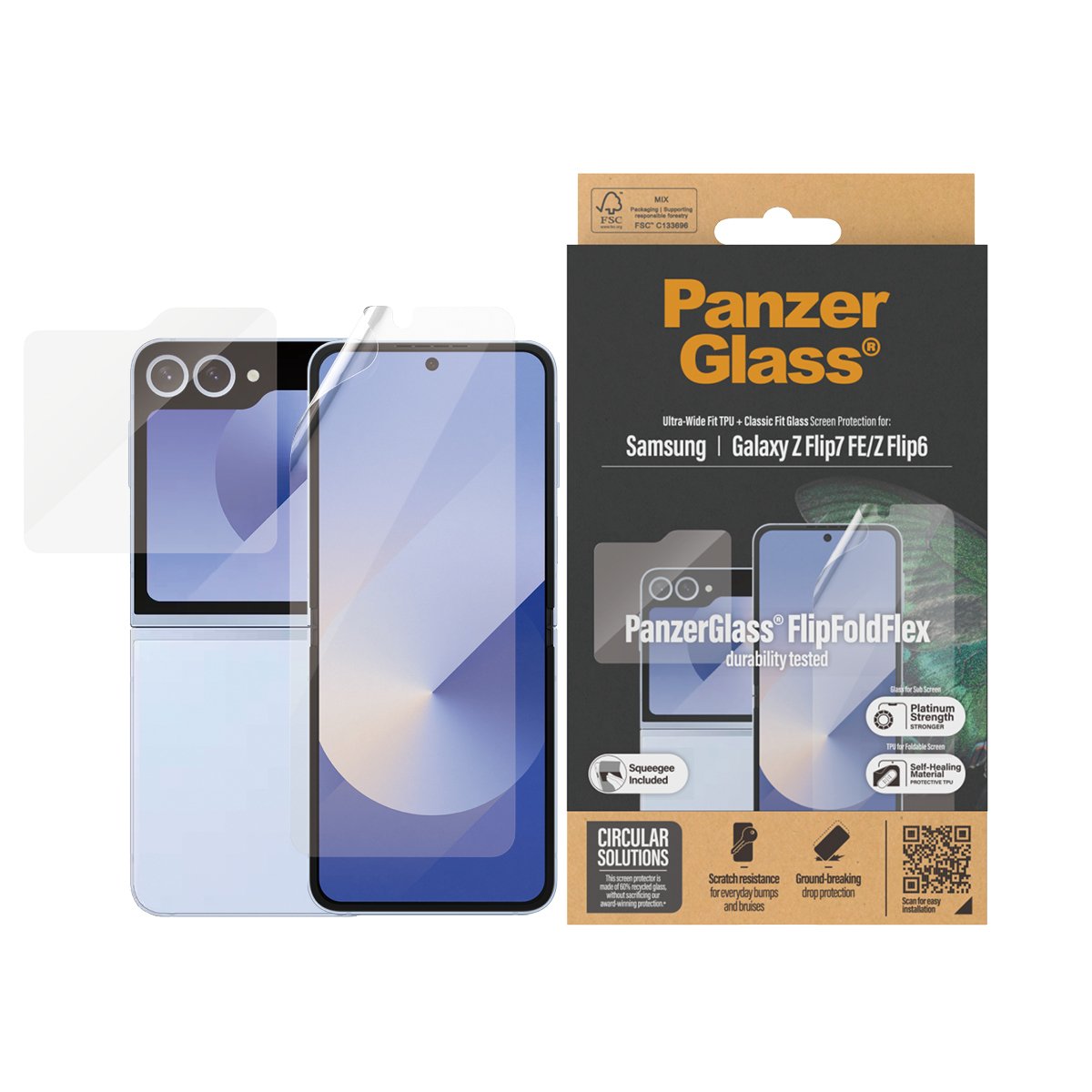 EAN 5715685001444 - PanzerGlass ® Screen Protector Samsung Galaxy Z Flip7 FE | Flip6 | Glass & Film Protector de pantalla 1 p imagen 2