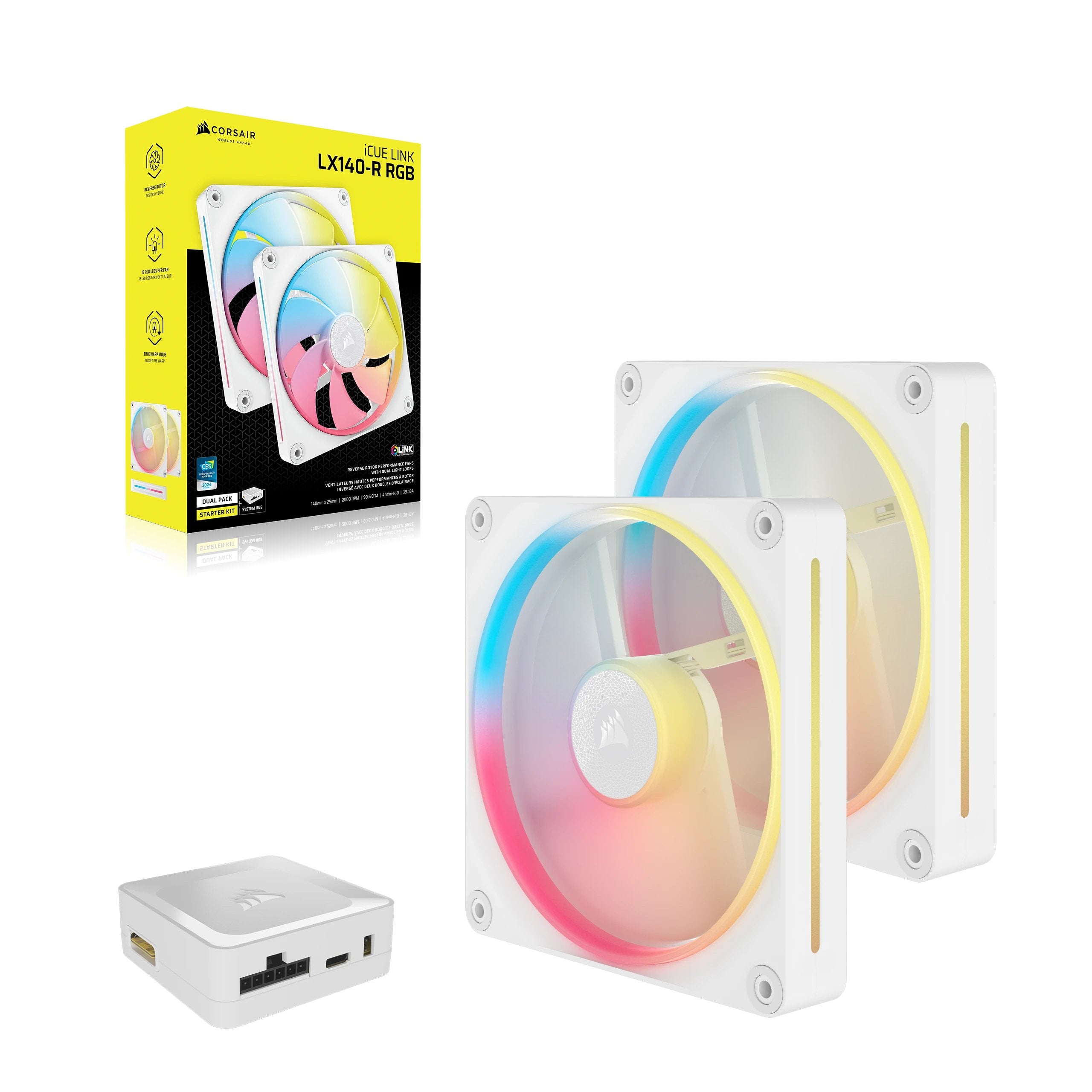 EAN 0840006688754 - Corsair iCUE LINK LX140-R RGB Carcasa del ordenador Ventilador 14 cm Blanco 2 pieza(s) imagen 3